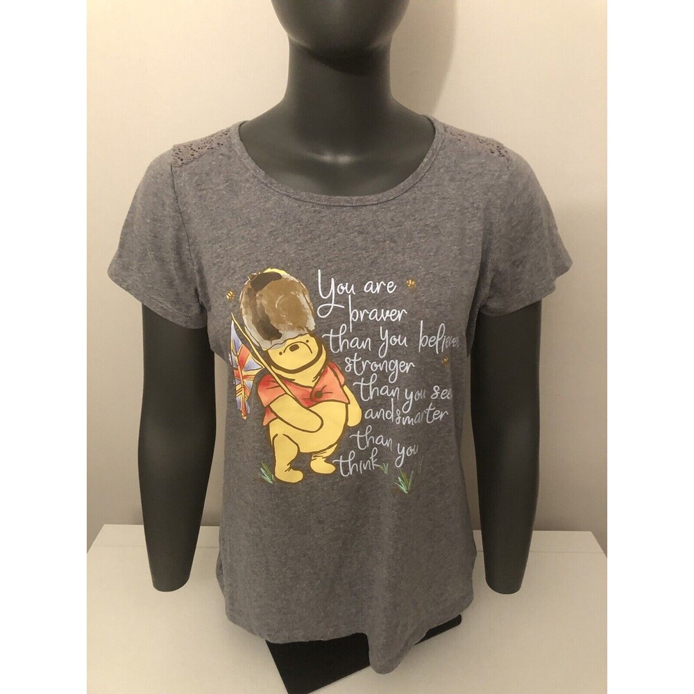 Disney Winnie The Pooh Women's Medium Pullover Shirt Gray with Graphic Print